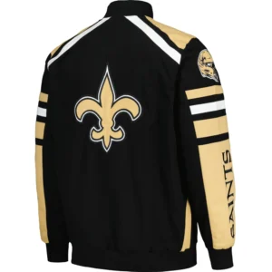 Alternative view of New Orleans Saints Logo Black & Golden Satin Varsity Jacket
