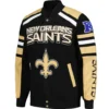 New Orleans Saints Logo Black & Golden Satin Varsity Jacket