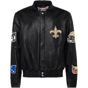 New Orleans Saints Jeff Hamilton Full Leather Varsity Jacket