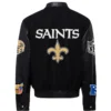 New Orleans Saints Jeff Hamilton Wool & Leather Varsity Jacket - Image 2