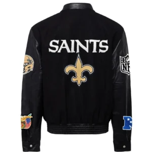 Alternative view of New Orleans Saints Jeff Hamilton Wool & Leather Varsity Jacket