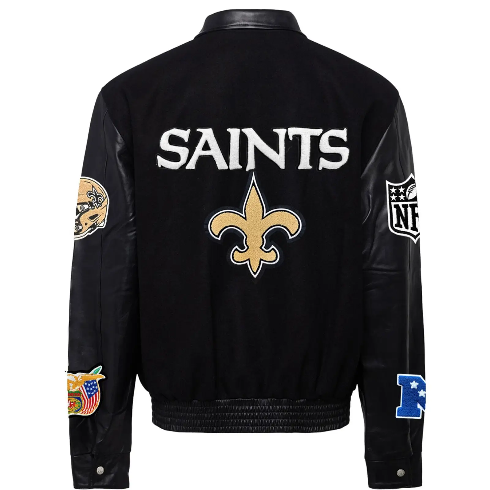 New Orleans Saints Jeff Hamilton Wool & Leather Varsity Jacket - Image 2