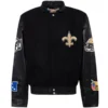 New Orleans Saints Jeff Hamilton Wool & Leather Varsity Jacket