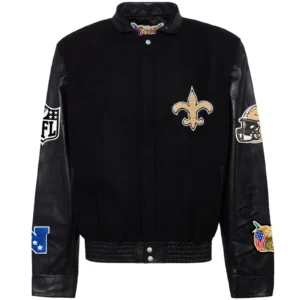 New Orleans Saints Jeff Hamilton Wool & Leather Varsity Jacket