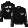New Orleans Saints Jeff Hamilton Wool & Leather Varsity Jacket - Image 3