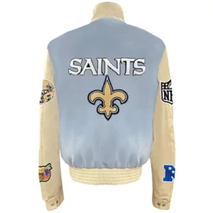 Alternative view of New Orleans Saints Baby Blue Wool & Leather Varsity Jacket
