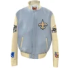 New Orleans Saints Baby Blue Wool & Leather Varsity Jacket
