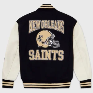 Alternative view of New Orleans Saints Full-Snap OVO Wool & Leather Varsity Jacket