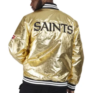 Alternative view of New Orleans Saints Satin Varsity Golden Jacket