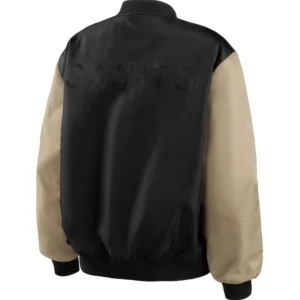 Alternative view of New Orleans Saints Bomber Full-Snap Satin Varsity Jacket Black & Desert