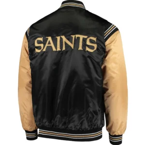 Alternative view of New Orleans Saints The Enforcer Satin Varsity Jacket Black & Golden