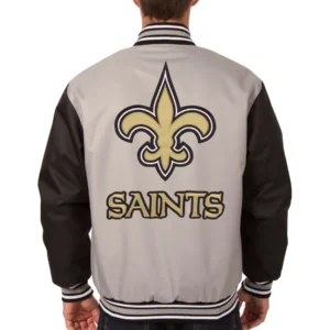 Alternative view of New Orleans Saints Satin Varsity Jacket Gray & Black