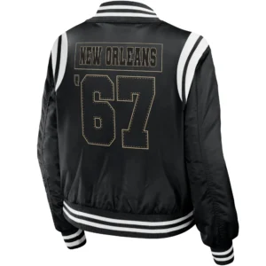Alternative view of New Orleans Saints Full Zip Satin Varsity Jacket