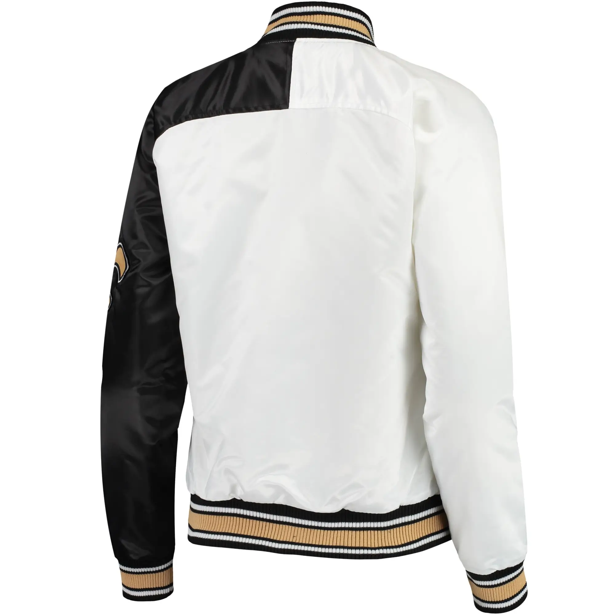 New Orleans Saints Starter Hometown Satin Varsity Jacket White & Black - Image 2