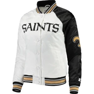 New Orleans Saints Starter Hometown Satin Varsity Jacket White & Black