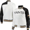 New Orleans Saints Starter Hometown Satin Varsity Jacket White & Black - Image 3