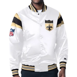 New Orleans Saints Full-Snap Satin Varsity Jacket