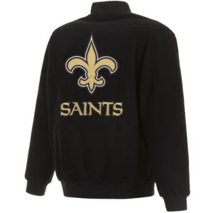 Alternative view of New Orleans Saints Logo Black Full Wool One Color Varsity Jacket