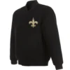 New Orleans Saints Logo Black Full Wool One Color Varsity Jacket