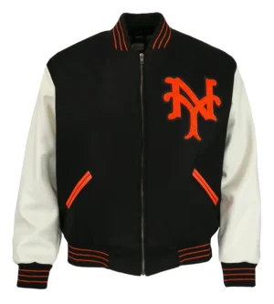 New York Giants Letterman 1951 Authentic Black Wool & Leather Varsity Jacket