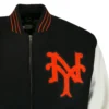 New York Giants Letterman 1951 Authentic Black Wool & Leather Varsity Jacket - Image 4