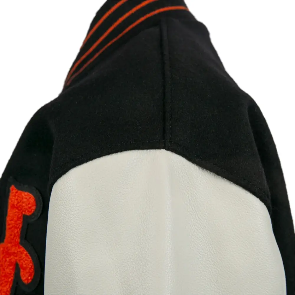 New York Giants Letterman 1951 Authentic Black Wool & Leather Varsity Jacket - Image 5