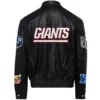 New York Giants Jeff Hamilton Black Full Leather Varsity Jacket - Image 2