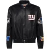 New York Giants Jeff Hamilton Black Full Leather Varsity Jacket