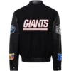 Alternative view of New York Giants Jeff Hamilton Black Wool & Leather Varsity Jacket