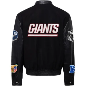 Alternative view of New York Giants Jeff Hamilton Black Wool & Leather Varsity Jacket