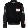 New York Giants Jeff Hamilton Black Wool & Leather Varsity Jacket