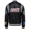 New York Giants Jeff Hamilton Classic Rib Full Black Leather Varsity Jacket - Image 2