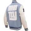 New York Giants Pro Standard Blues Denim & Leather Varsity Jacket - Image 2