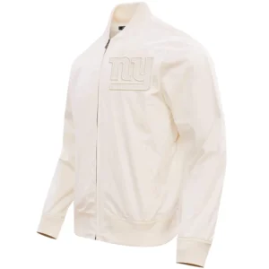 New York Giants Pro Standard Neutral Full-Zip Satin Varsity Jacket