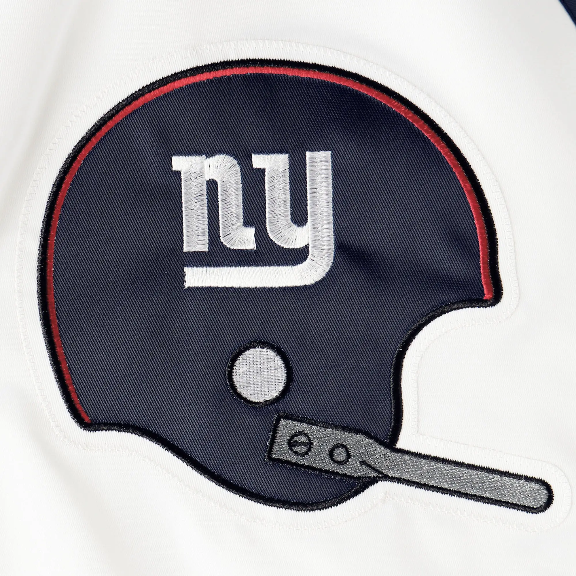 New York Giants Starter Lead Off Throwback Full-Snap White & Navy Varsity Jacket - Image 3
