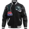 New York Jets Classic Mashup Rib Black Wool & Leather Varsity Jacket