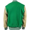 New York Jets Letterman Classic Rib Wool & Leather Varsity Jacket Green & Beige - Image 2