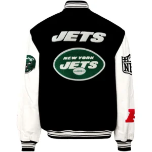Alternative view of New York Jets Jeff Hamilton Classic Rib Wool & Leather Varsity Jacket