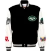 New York Jets Jeff Hamilton Classic Rib Wool & Leather Varsity Jacket