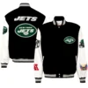 New York Jets Jeff Hamilton Classic Rib Wool & Leather Varsity Jacket - Image 3
