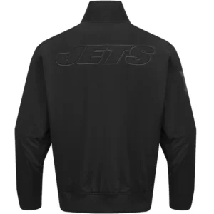 Alternative view of New York Jets Pro Standard Neutral Full-Zip Satin Varsity Black Jacket