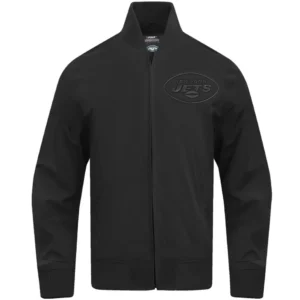 New York Jets Pro Standard Neutral Full-Zip Satin Varsity Black Jacket