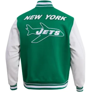 Alternative view of New York Jets Retro Classic Rib Wool & Leather Varsity Jacket