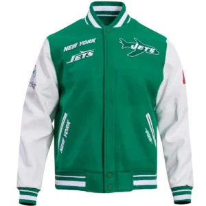New York Jets Retro Classic Rib Wool & Leather Varsity Jacket