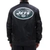 New York Jets Starter Wordmark Classic Rib Satin Varsity Black Jacket - Image 2