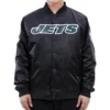 New York Jets Starter Wordmark Classic Rib Satin Varsity Black Jacket
