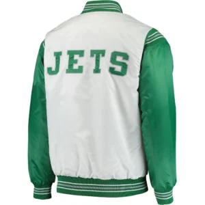 Alternative view of New York Jets The Enforcer Historic Logo Full-Snap Satin Varsity Jacket