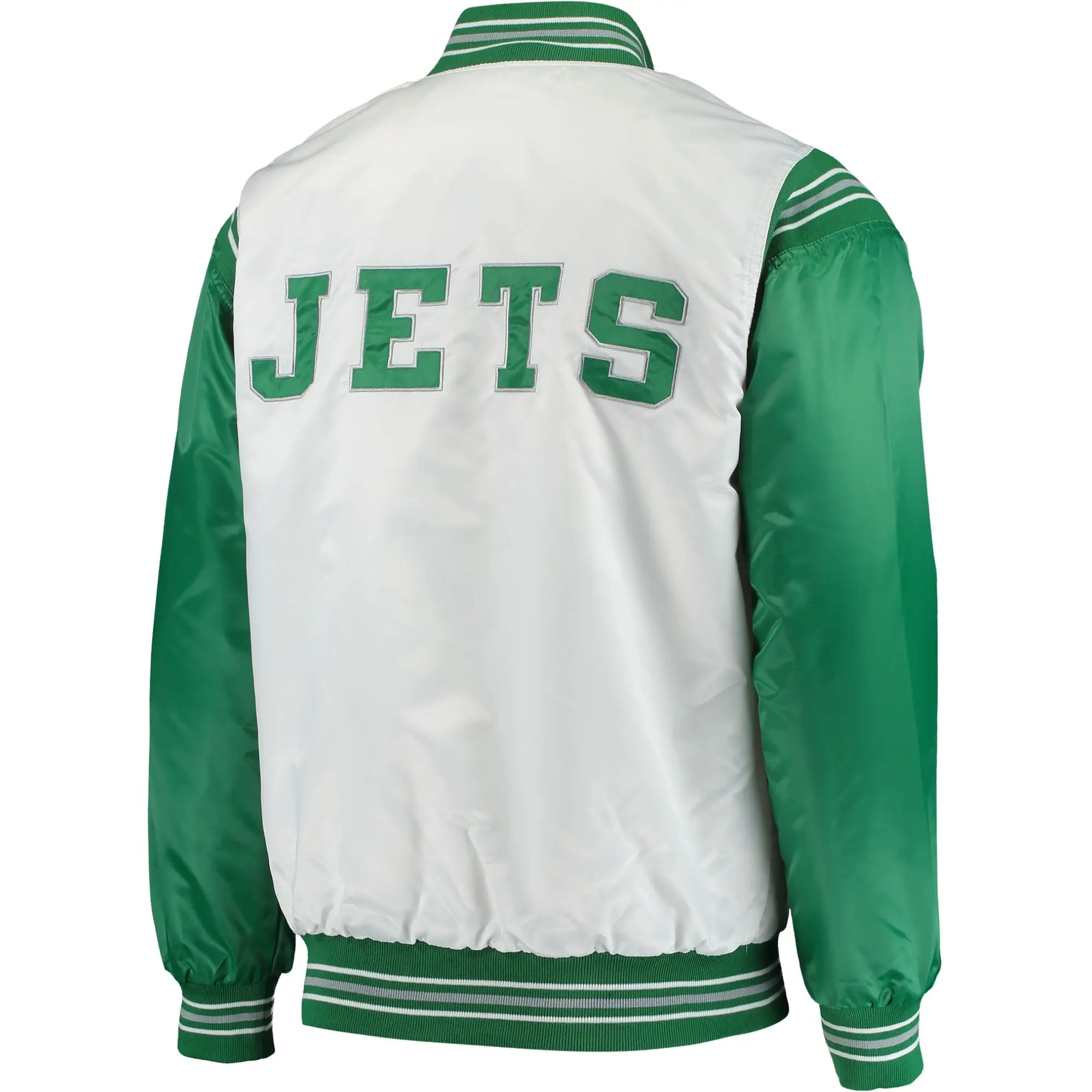 New York Jets The Enforcer Historic Logo Full-Snap Satin Varsity Jacket - Image 2