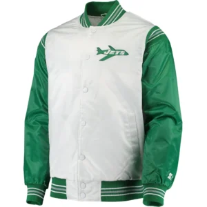 New York Jets The Enforcer Historic Logo Full-Snap Satin Varsity Jacket