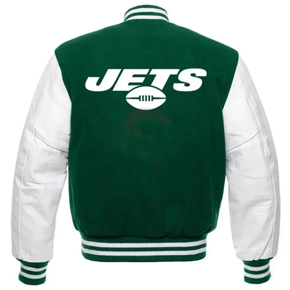 New York Jets Starter Letterman Wool & Leather Varsity Jacket - Image 2